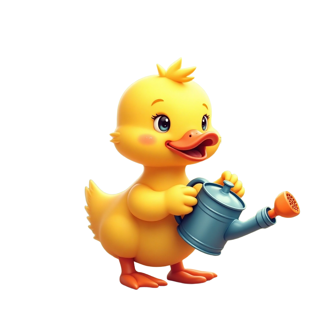 Cute Duck with Watering Can